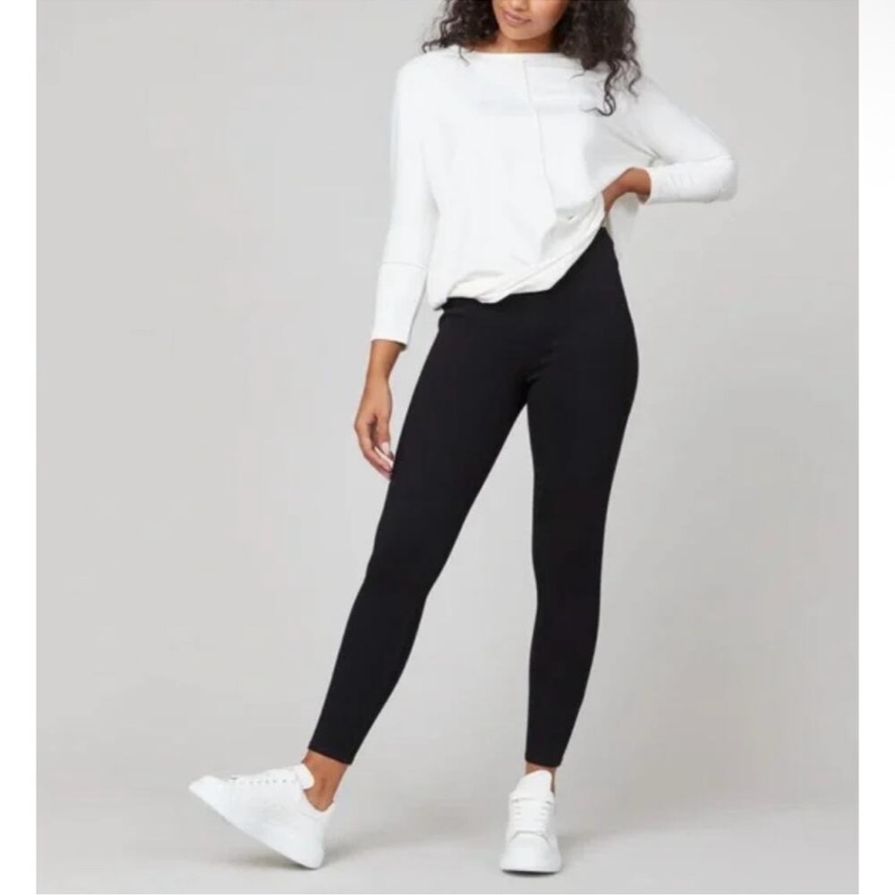 SPANX Black Jean-ish Ankle Leggings Stretch Classic Minimalist Jeggings Jeans